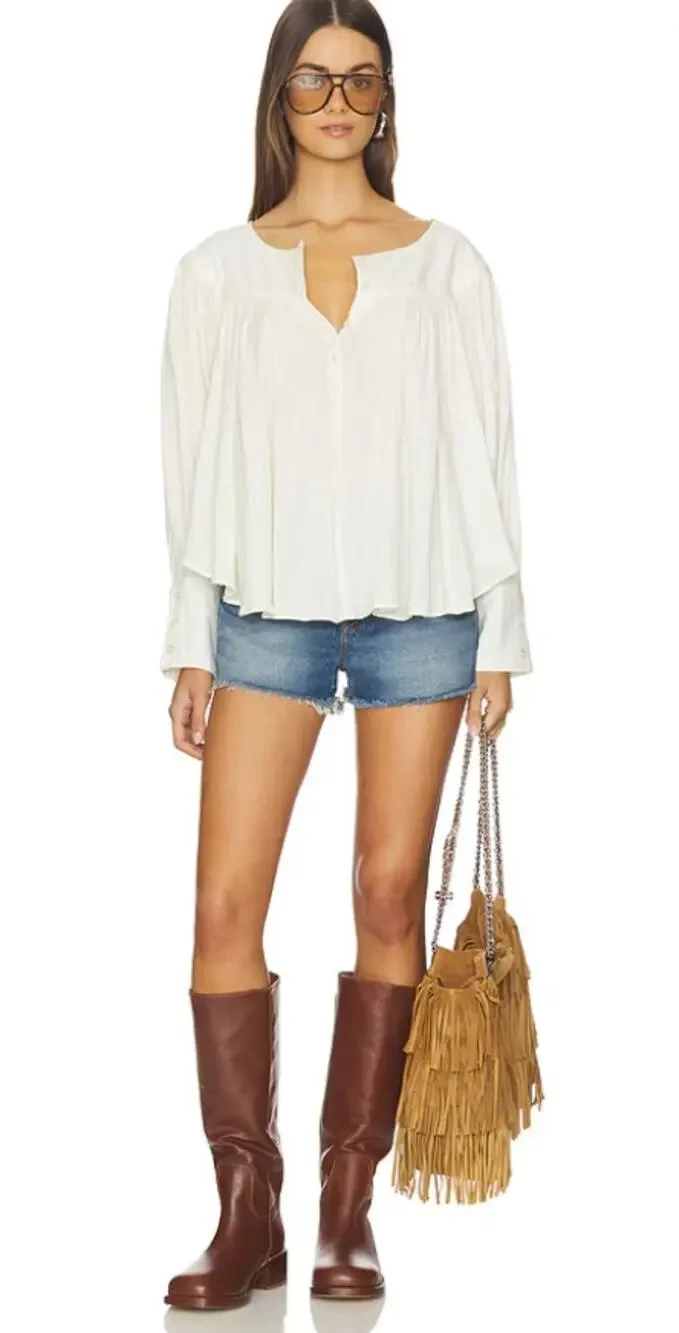 FREE PEOPLE Malibu Crinkle Top Small NWT